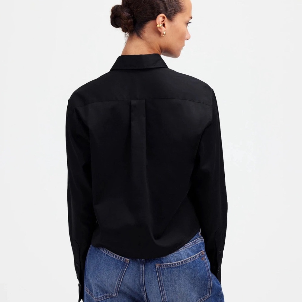 NWT Madewell black relaxed button up crop shirt XXS - Picture 4 of 5